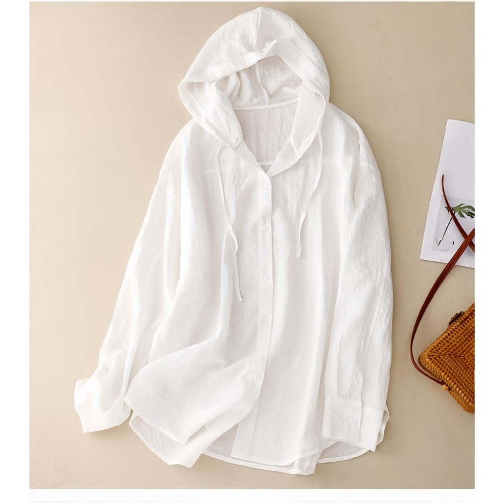 Generisch Camisetas ligeras de manga larga con botones para mujer, informales y de secado rápido