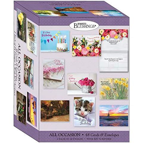 Shared Blessings All Occassion Greeting Cards - King James Version Scriptures - Assorted Designs - 48 Count Cover
