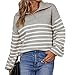 WEYI Striped Top for Women, Sleeve Top, Machine Wash, Loose Style, Color Blocking, Comfortable for Leisure At Home (M)