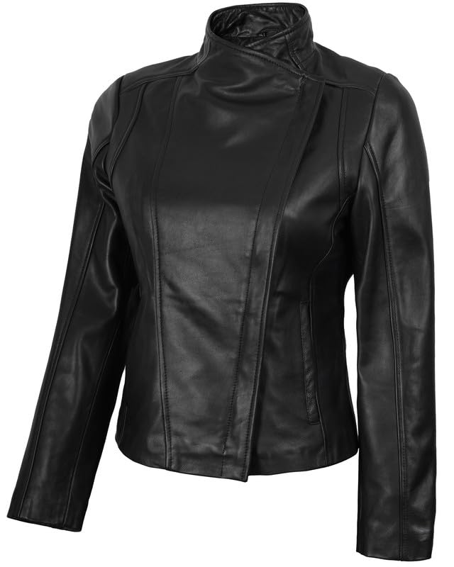 Image of Blingsoul Womens Real Leather Jacket - Asymmetrical Leather Jackets for Women