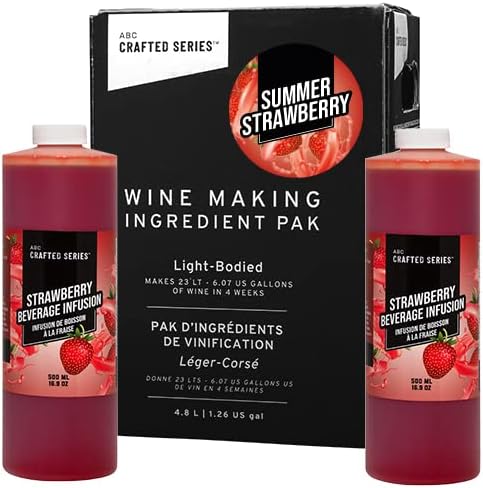 ABC Kit de fabricación de vino de frutas para hacer hasta 30 botellas6 galones de vino de frutas (fresa de verano)