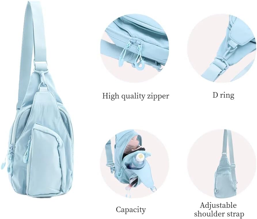 VAKAER Sling Bag for Women, Small Crossbody Bags with Adjustable Strap,Lightweight Casual Daypack Backpacks for Travel Hiking (Light Blue) - Image 3