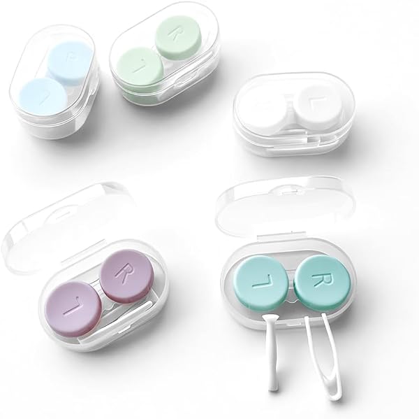 コンタクトけーす 5色セット コンタクトレンズケース L/R簡単に識別 用ピンセット取り外しツールキット 旅行用収納ケース 漏れ防止設計 衛生 収納ボックス 軽量 携帯便衛利