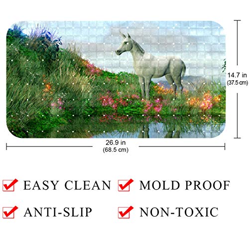 Alfombrilla de baño con ventosas Bennigiry infantil de unicornio cristal 37x68 cm 5