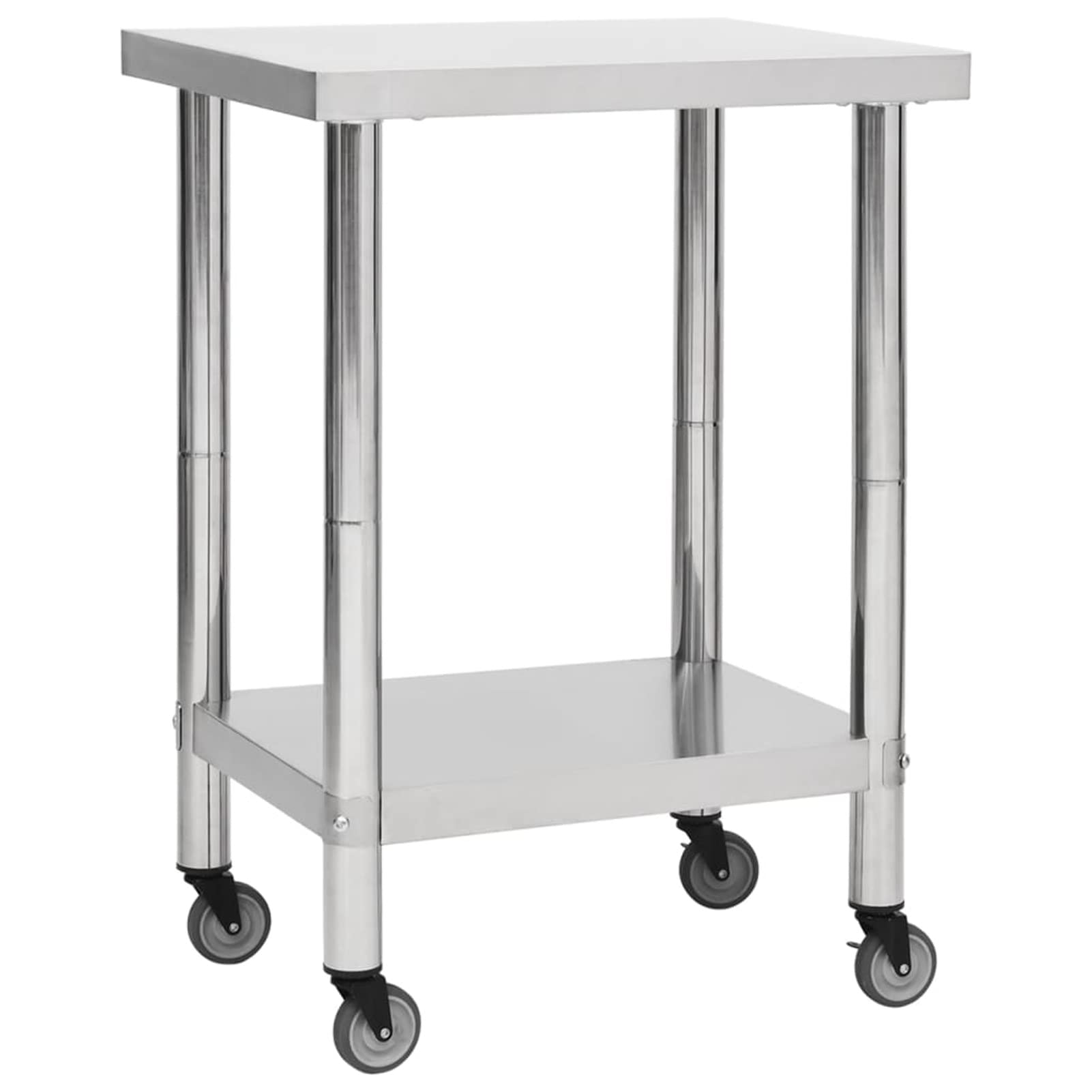Tavolo da Lavoro Cucina con Ruote 60x30x85 cm in Acciaio Inox,Tavolo per la Preparazione del Cibo,Tavolo da Lavoro Cucina,Catering Tavolo da Lavoro per Cucina-51631