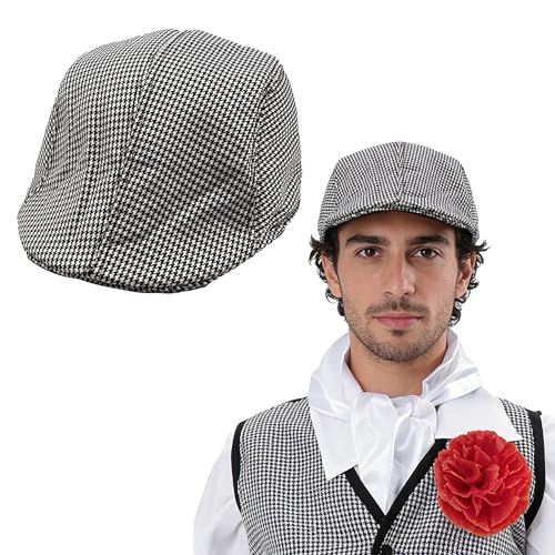Wildarms Gorra Tradicional de Chulapo Madrileño, Parpusa Típica para Disfraces de San Isidro, Diseño Pata de Gallo, Adulto Unisex (Chulapo, 58)