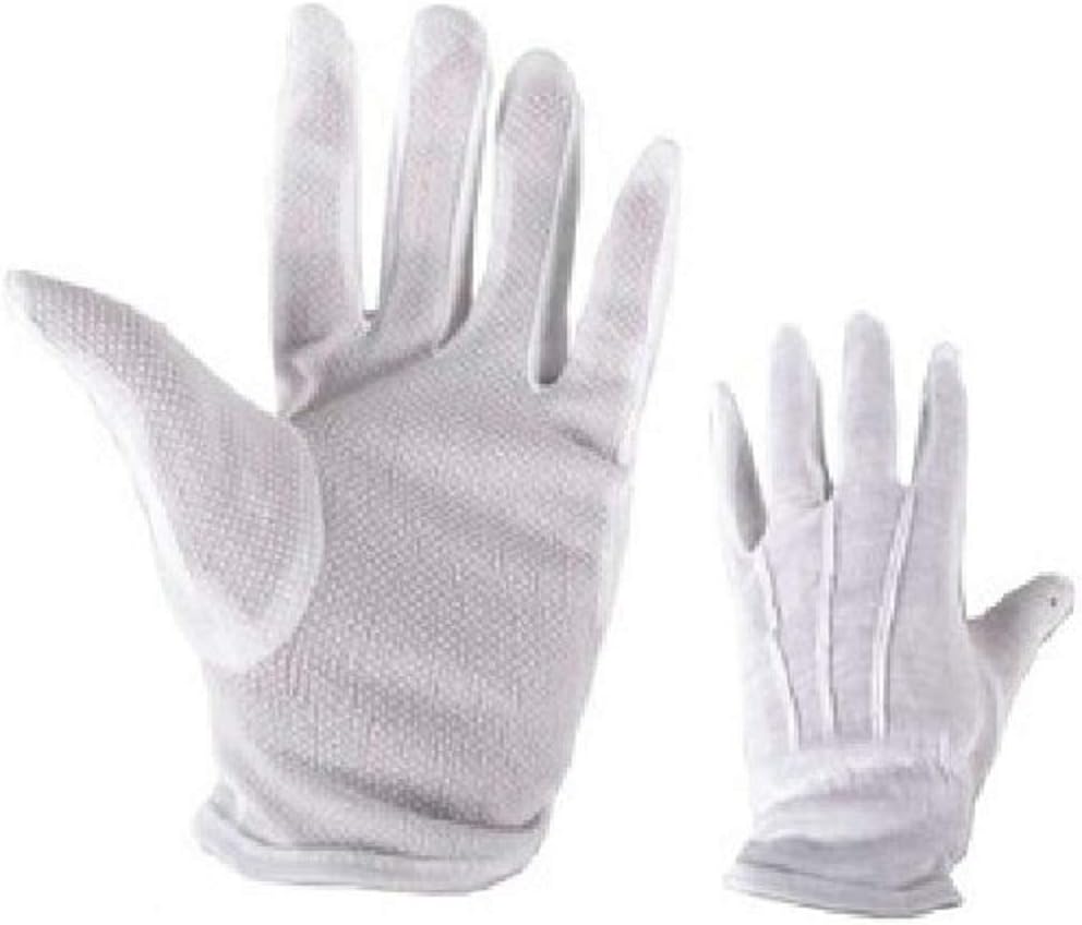 10 Pairs GL2 Premium NON-Slip Work Gloves White 100% Cotton Gloves - Size Medium Stretchable - Medium Weight
