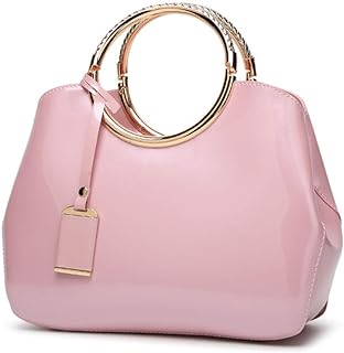 Women Handbags, Ladies Top Handle Bags, Patent Leather Stylish Tote Shoulder Bags Purse for