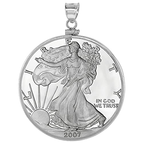 Sterling Silver Silver Eagle Bezel 40.7 mm Screw Top Coin Edge One oz Coin NOT Included