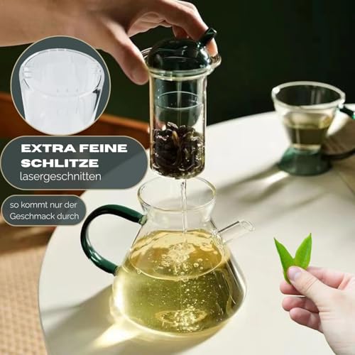 Service à thé en verre borosilicate théière 500ml et 4 tasses modernes - 5