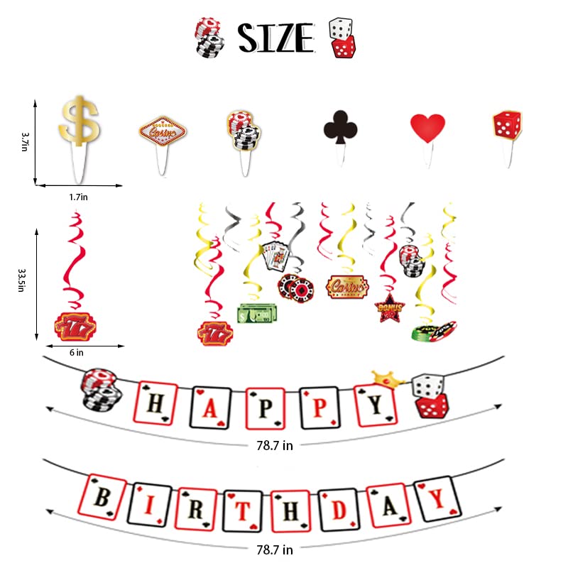 Casino Party Decorations Set - Poker Theme Banner, Balloons & Confetti For Vegas Night