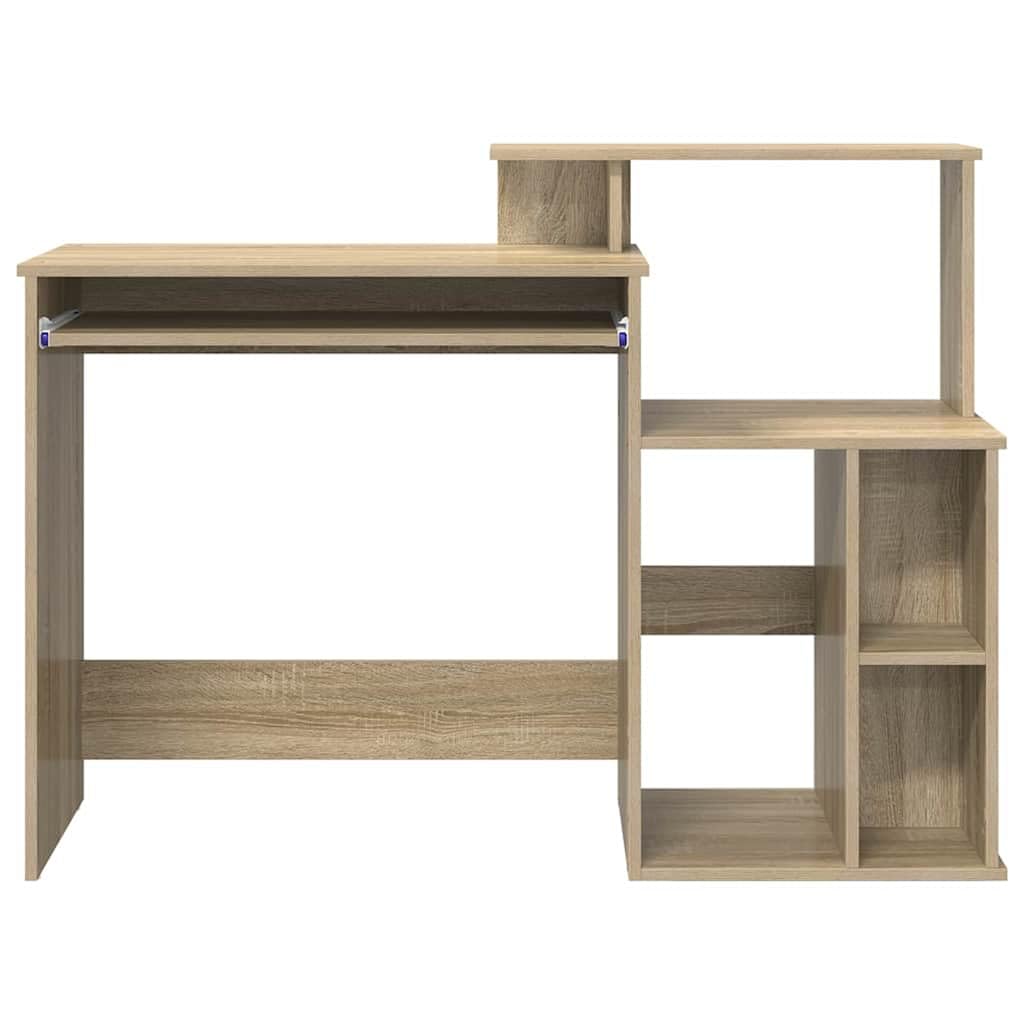 Scrivania con vano portaoggetti, in rovere Sonoma, 120,5 x 44 x 88,5 cm, materiale in legno, scaffale, casa, ufficio, design moderno, versatile, per camera da letto, studio