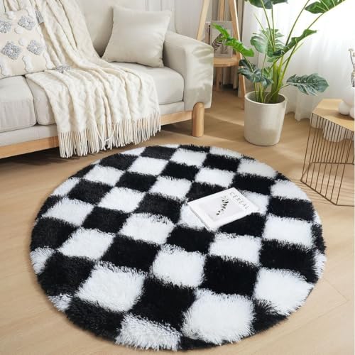 Tapete redondo suave y esponjoso de 80 cm para sala