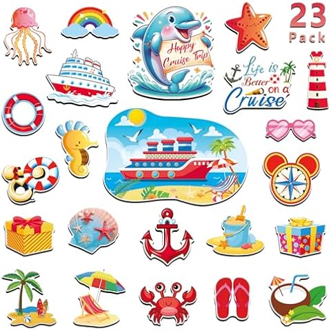 Cruise Door Decorations Magnetic 23PCS Valentine's Cruise Ship Essentials Cruise Cruise Magnets for Door Fridge Magnet Fun Magnets for Car Cabin Door Fridge or Garage Refrigerator Carnival Cruise Cover
