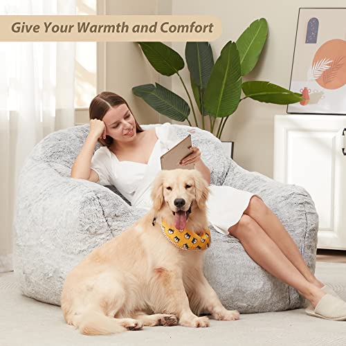 Homguava Giant Bean Bag Chair Sofa High-Density Foam Filled Sofa Chair Large Lazy Beanbag Sofa With Armrests For Living Room, Bedroom (Light Grey) #TOP3