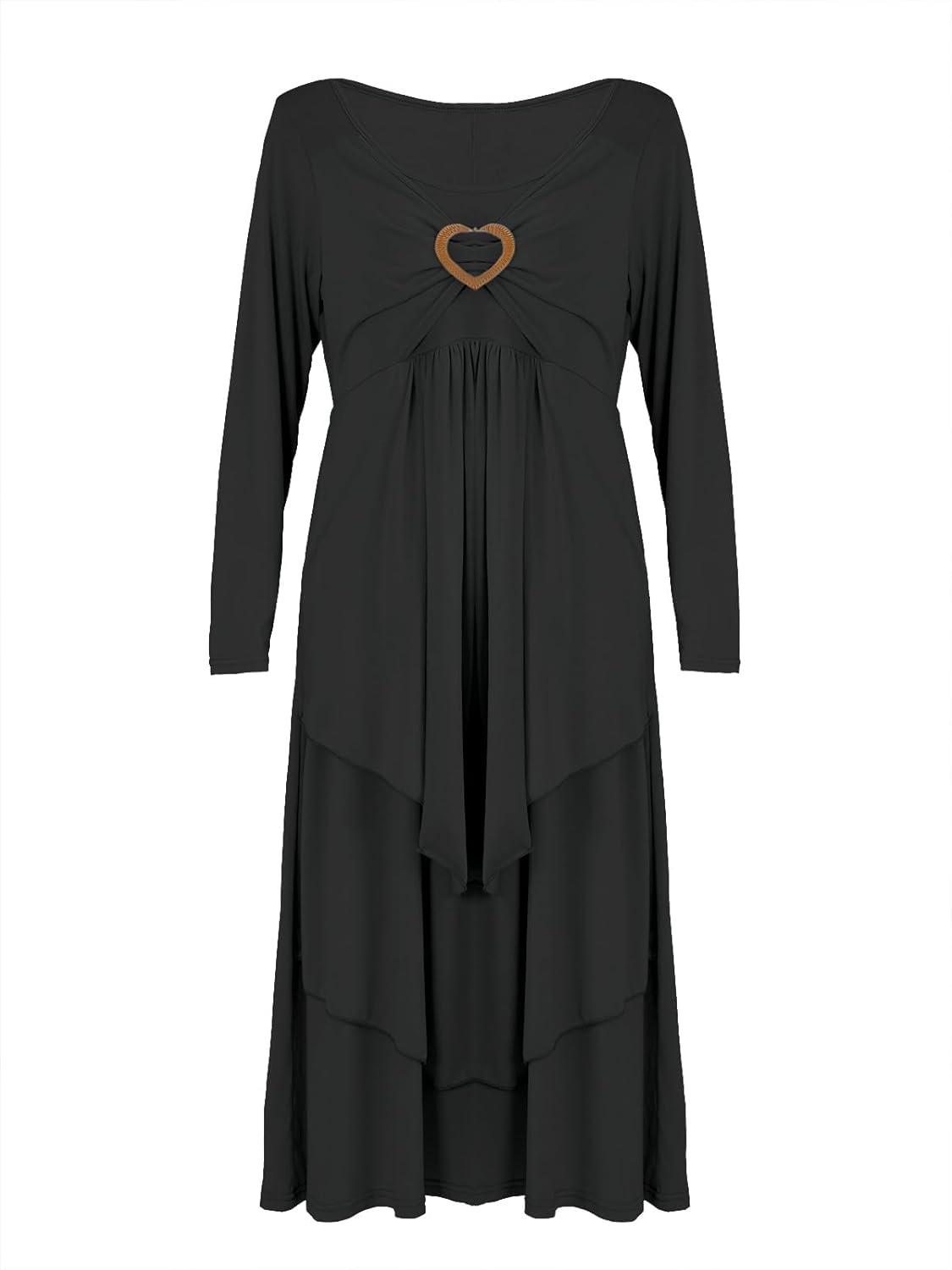 Bengbobar Womens Fall Crewneck Long Sleeve Dress Casual Cute Heart Tiered Swing Ruffle A Line Flowy Maxi Dresses with Pockets - Image 3