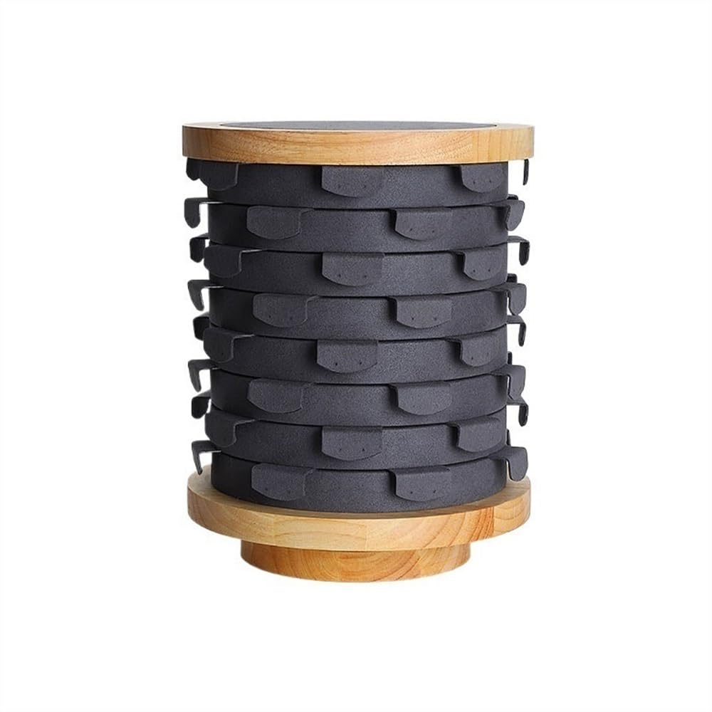 Expositor de Joyas Giratorio de Madera Maciza para Pendientes, Gran Capacidad (Gris, pequeño)