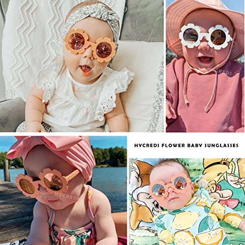 Hycredi Flexible Bendable Flower Baby Polarized Sunglasses With Strap Cute Shades For Newborn Infant Boys Girls Age 0-24 Months-White/Purple Red Mirror+Blue/Orange Red Mirror thumb #1