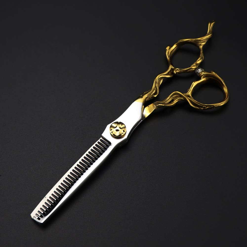 Haarschneideschere, 6 Zoll 440C Stahlschere Gold Cut Haarschere Schneiden Friseur Haarschnitt Effilierschere Friseurschere,Effilierschere-B