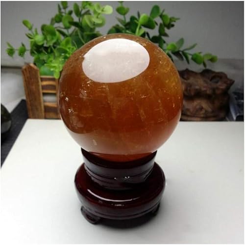 Miniatura 2 de Esfera de cristal curativo amarillo natural para meditación de equilibrio de reiki, decoración del hogar y la oficina (3.1 in, cristal amarillo)