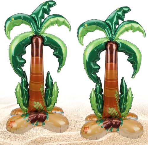 2 Stück Aufblasbare Palme Großer 3D Kokospalmen Ballon Tropische Dekoration für Sommerpartys Festivals & Grillpartys - Ideal für Hawaii Mottopartys und Outdoor