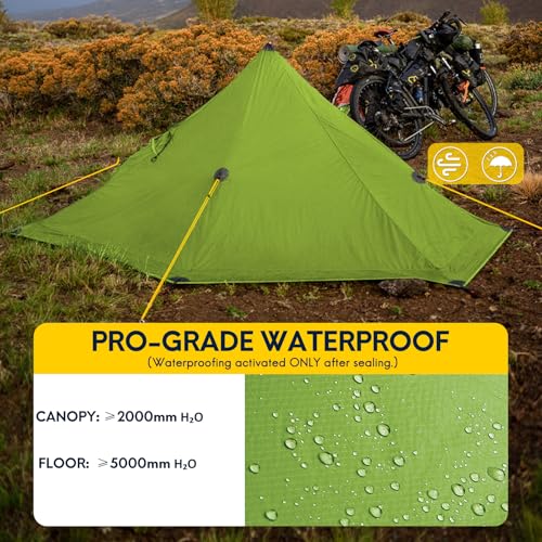 Image of LANSHAN Ultralight Waterproof 1-2 Person Backpacking Tent | Ultralight waterproof nylon, pitch anywhere, for camping & travel.