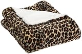 Northpoint Wild Side Faux Fur Sherpa Throw, Leopard, 50 x 60 Inch