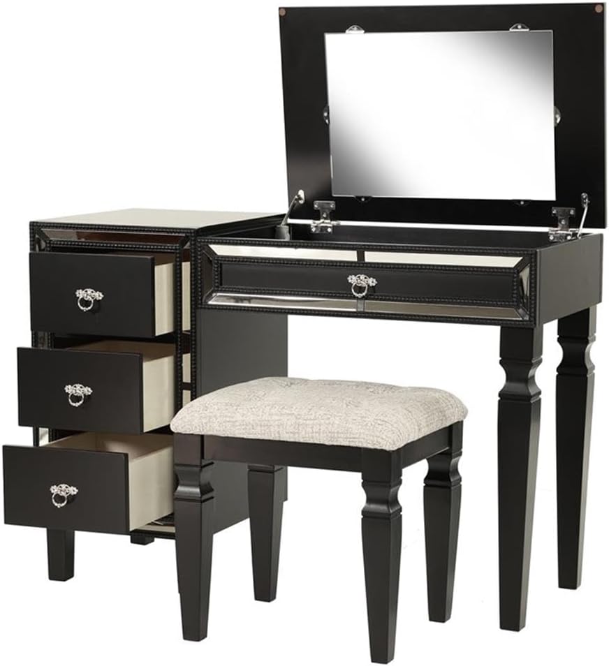Poundex Flip-top Vanity Set with Stool