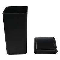 Vista 6 de Cubo de basura de plástico de 16 litros, cubo de basura con tapa abatible (negro)