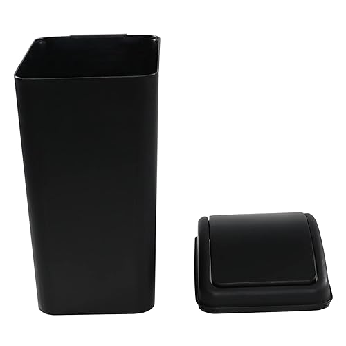 Miniatura 6 de Cubo de basura de plástico de 16 litros, cubo de basura con tapa abatible (negro)