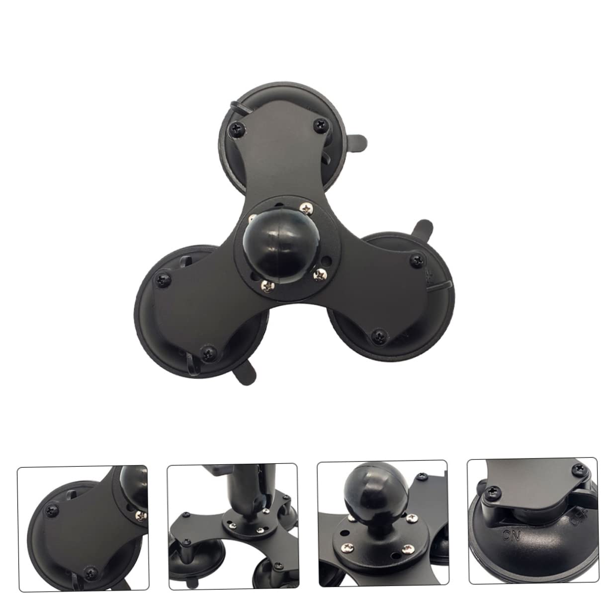 EXCEART Soporte de Parabrisas Triple Ventosa y Rótula Giratoria Soporte de Ventosa Rótula para Coche Compatible Telefonos y Dispositivos GPS