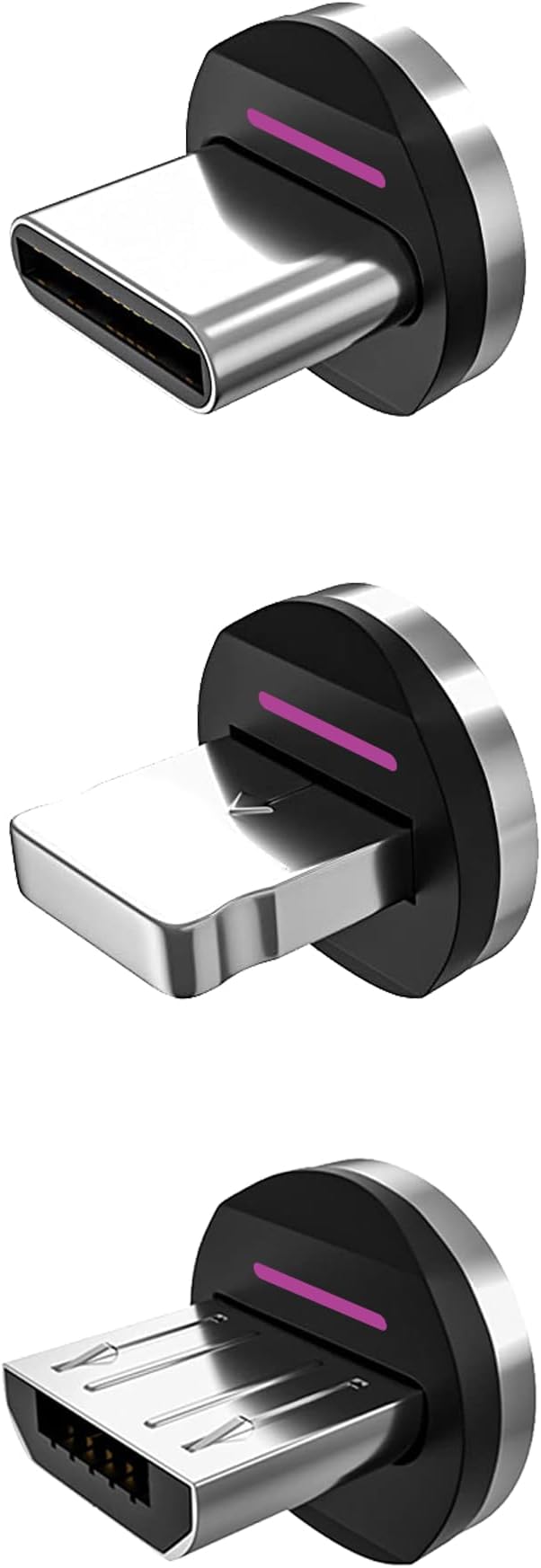 Statik 360 Pro Magnetic Connectors Tips - Only Compatible with Statik360 Pro Magnetic Charging Cable - 3-Pack Includes i-Product, Micro USB and USB-C Adapter - Compatible with All Devices