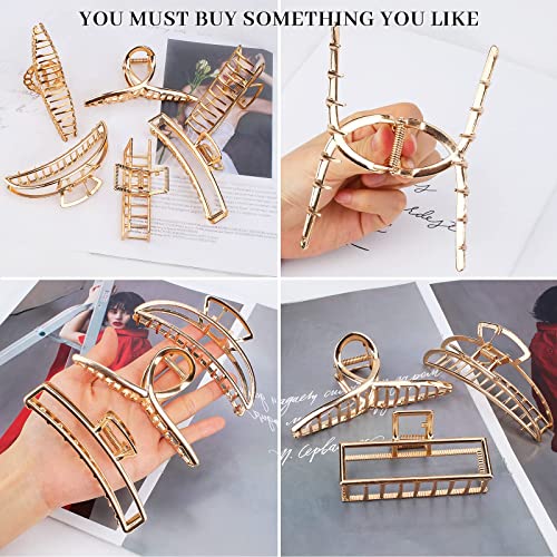 Jaciya 6 Pack Hair Claw Clips Gold Metal Hair Clips Large Hair Clips For Thick Hair Butterfly Claw Hair Clips Hair Styling Accessories #TOP2