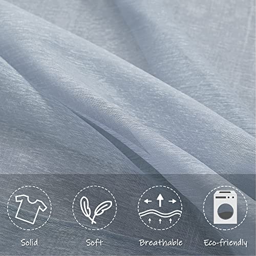 Dusty Blue Sheer Curtains Textured Rod Pocket Window Treatment For Boys Girls Room 54 Inches Long Sheer Drapes For Small Window 2 Panels Dusty Blue Elegance For Kids Room Loft 52 X 54 Inch Length by ZINCIN - Image 6