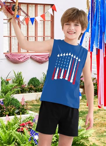 Image of Boys 4th of July Patriotic Sleeveless Tee American Flag Tank Top 6-14 Years
