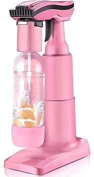 Sparkling Water and Soda Maker, Carbonates Any Drink, Bubble Up Bundle - not included CO2 Color Pink