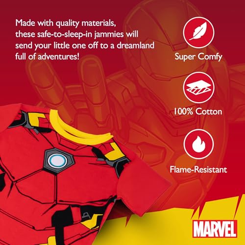 Image of Marvel Boys' 2-piece Snug-fit Cotton Matching Holiday Pajama Set, Soft & Cute for Kids
