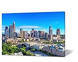 Charlotte Wall Art, Framed Prints North Carolina Skyline Canvas Wall Decor, US City Cityscape Picture Painting Poster Ready to Hang(36x24 inches)
