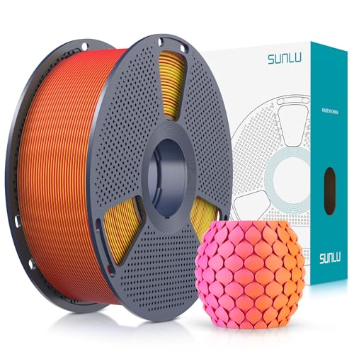 Image of SUNLU Dual Color Matte PLA Filament 1.75mm, Matte 3D Printer PLA Filament, PLA Filament 1kg Spool (2.2lbs), Dimensional Accuracy + /- 0.02mm, Yellow Red