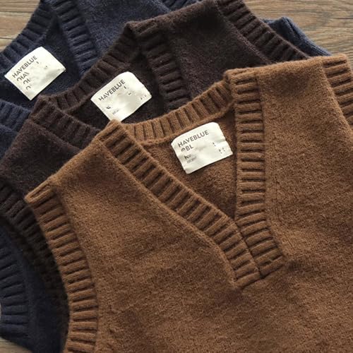 Men's V-Neck Pullover Sweater Vest Vintage Casual Sleeveless Knit Vests Basic Sweater Tops4