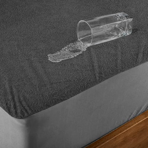 Image of Wakefit Waterproof Terry Cotton Feel Mattress Protector | Machine Washable, Super Soft Breathable, Hypoallergenic Mattress Cover Single Size - 78x36 inch (Alloy Grey)