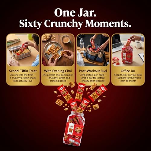 Image of Tauffa Peanut Chikki Jar 60 Pieces (18g Each) | Traditional Groundnut & Jaggery Snack | Protein Rich Peanut Brittle | No Added Preservatives or Colours