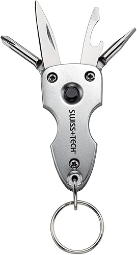Llavero multi-herramientas Swiss  Tech en plata 7 en 1 con linterna LED para la auto seguridad Paquete de 1 1 paquete