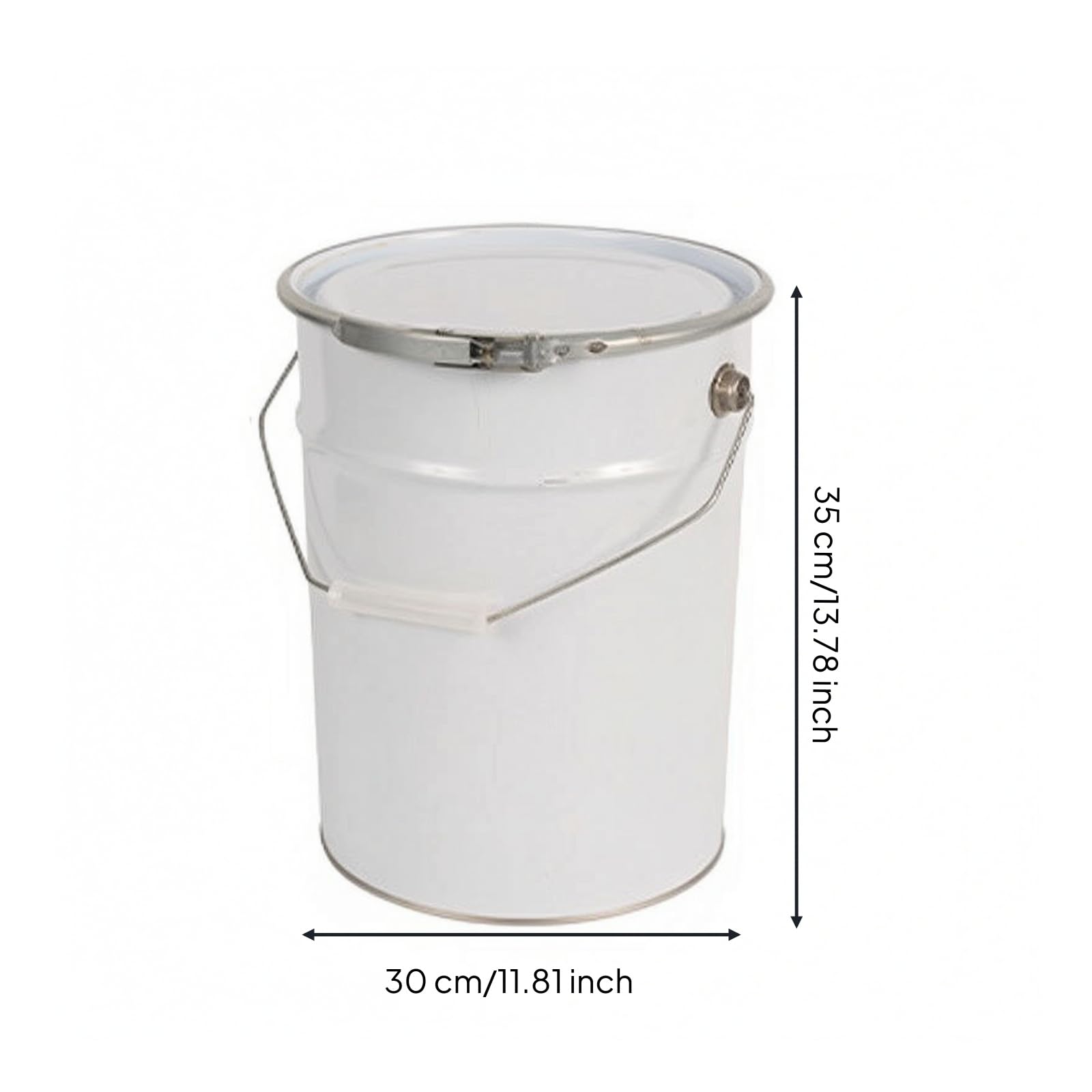 Colcolo Seau à Échantillons Poignée Fer- Seau Métallique Cvercle à Clip Pratique Récipient Bague Serrage pr Laboratoire, Chantier, 20L