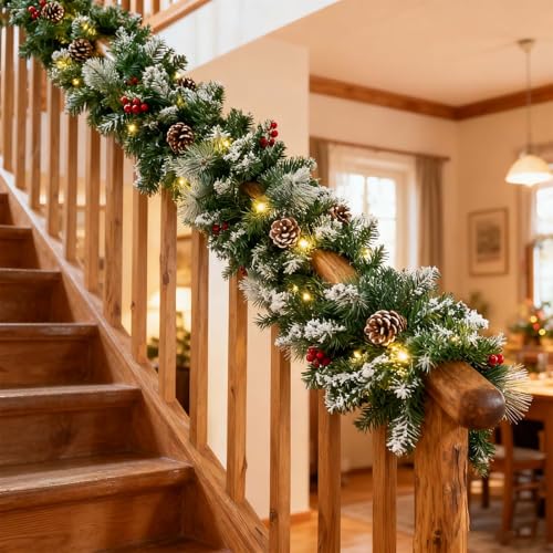 Soontrans Tannengirlande 3m mit 50 Warmweiße LED, Natürlich...