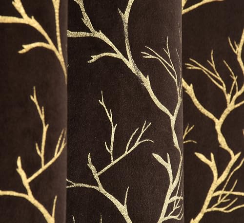 Image of Homefab India Velvet Curtains Room Darkening - Window 5 feet, Pack of 2 Panels, Coffee