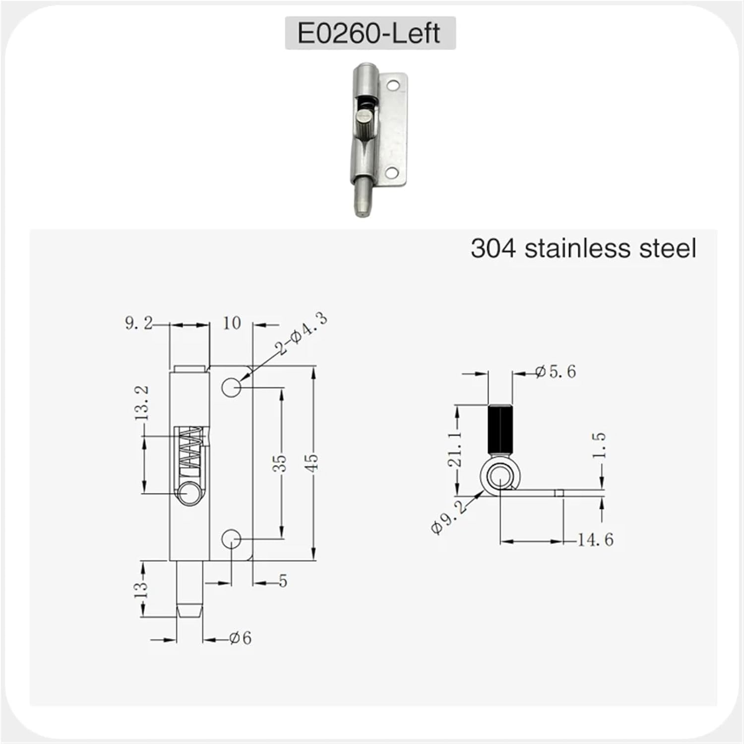 Stainless Steel Left 1Pcs Galvanized Iron Spring Latch F6-20 Retractable Door Pin Detachable Hinged Stainless Steel Cabinet Door
