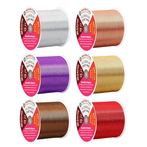 Image of Mandala Crafts 20 GA Purple Brown Red Assorted Anodized Aluminum Craft Wire | 450 FT, Colored, Flexible, Bendable for Bonsai Armature Sculpting Wire Wrapping Jewelry Making, Weather & Tarnish Resistant