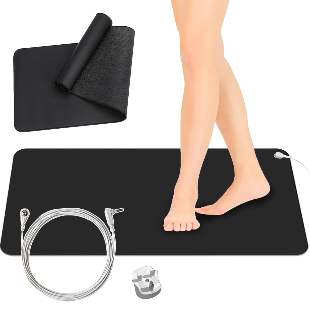 Grounding Mat Earthing UK, HOVCEH 30x100cm Grounding Well Mat for Sleep, Non-Slip Backing Earthing Mat with UK Grounding Cord for Lymphoedema, Pain Relief, Inflammation, Balance, Wellness