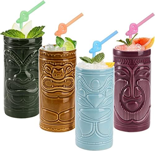 Drinkstuff Shrunken Head Green Tiki Mug 18.3oz / 520ml - Ceramic Tiki Mug, Ceramic Cocktail Mug